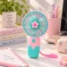 Mini Rechargeable Flower Theme Hand Fan - Image 4