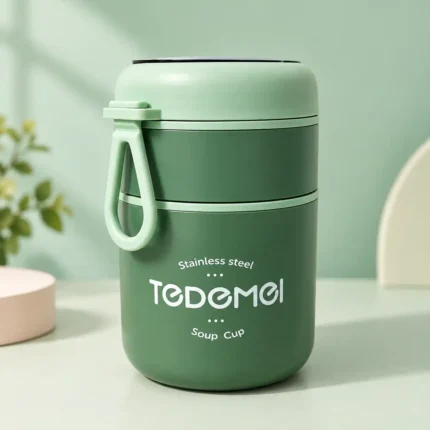 2 containers thermal Lunch Box with Spoon
